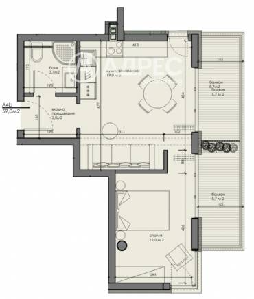Двустаен апартамент, Варна, Общината, 675422, Снимка 1
