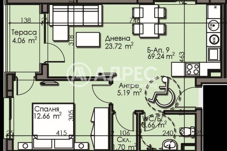 Двустаен апартамент, Бургас, Изгрев, 632423, Снимка 2