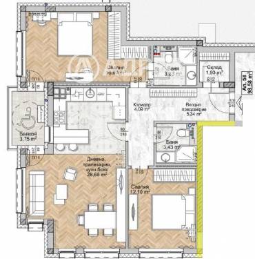 Тристаен апартамент, София, Люлин 8, 675424, Снимка 1