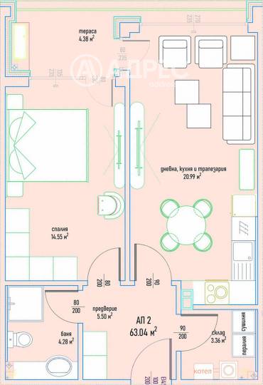 Двустаен апартамент, София, Малинова Долина, 681426, Снимка 1