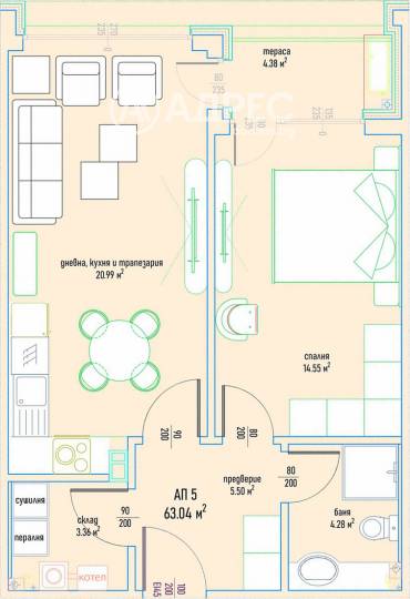 Двустаен апартамент, София, Малинова Долина, 681427, Снимка 1