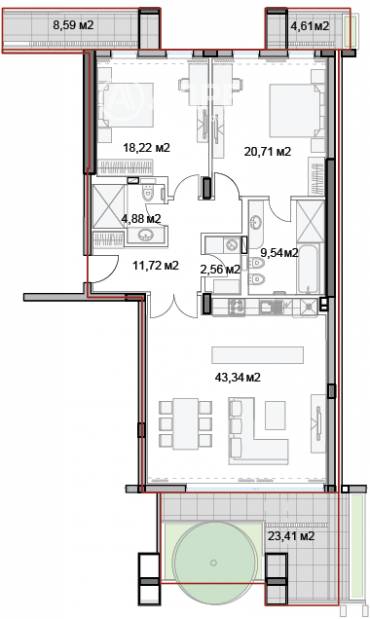 Тристаен апартамент, Варна, к.к. Слънчев ден, 541431, Снимка 1