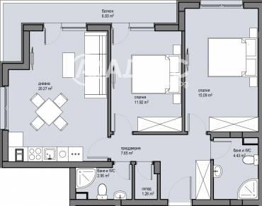 Тристаен апартамент, София, Красна поляна 2, 647432, Снимка 1