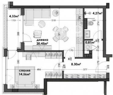 Двустаен апартамент, Варна, Изгрев, 660434, Снимка 1
