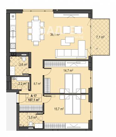 Тристаен апартамент, София, Бояна, 674434, Снимка 1