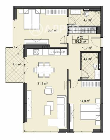 Тристаен апартамент, София, Бояна, 674437, Снимка 1