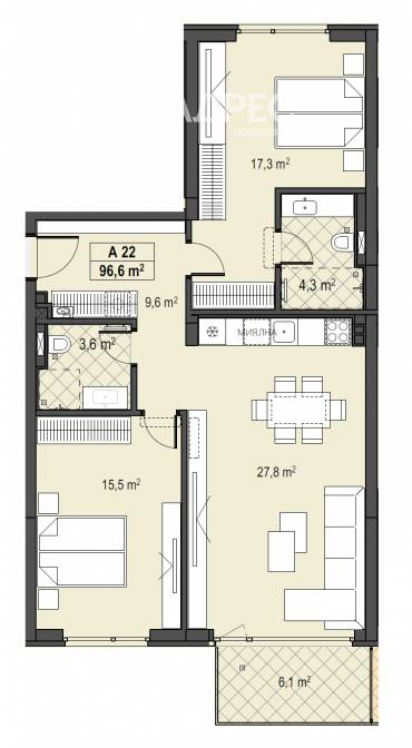 Тристаен апартамент, София, Бояна, 674439, Снимка 1