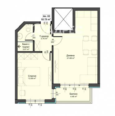 Двустаен апартамент, Варна, Аспарухово, 683439, Снимка 1