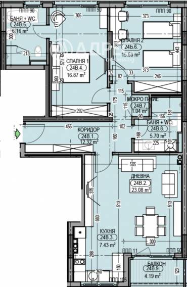 Тристаен апартамент, София, Дианабад, 654440, Снимка 1