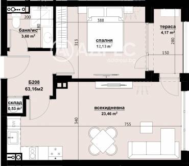 Двустаен апартамент, Бургас, Хоризонт, 675440, Снимка 1