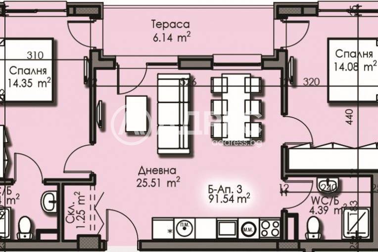 Тристаен апартамент, Бургас, Изгрев, 632442, Снимка 1