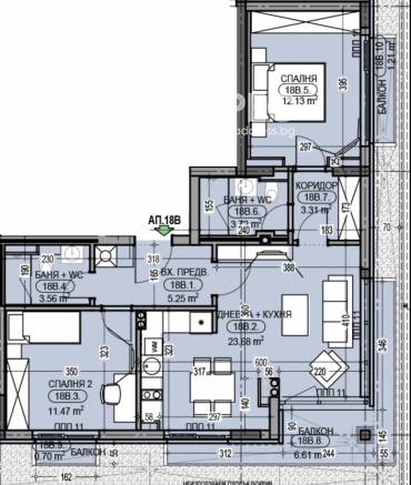 Тристаен апартамент, София, Дианабад, 654442, Снимка 1