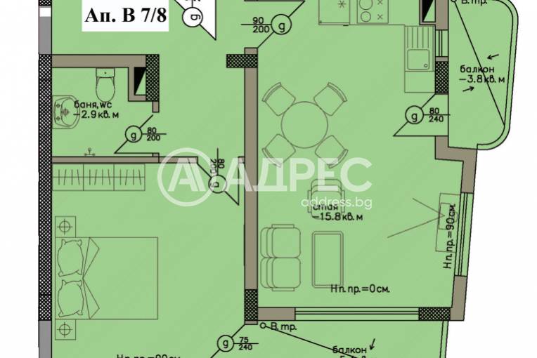 Двустаен апартамент, Черноморец, 629445, Снимка 1