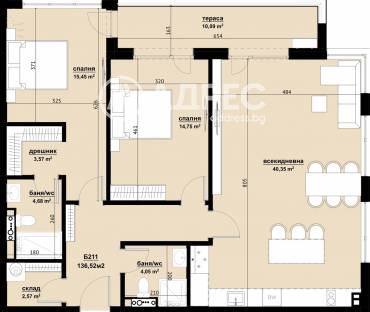 Тристаен апартамент, Бургас, Хоризонт, 675445, Снимка 1