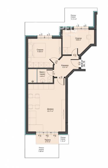 Тристаен апартамент, Варна, Аспарухово, 683445, Снимка 1