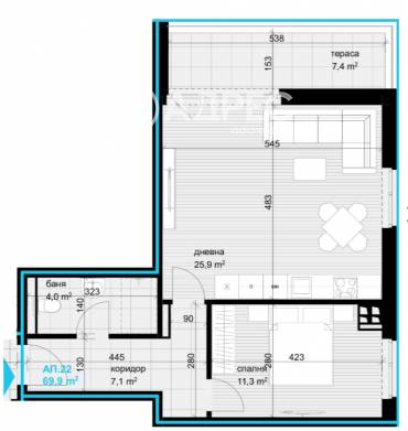 Двустаен апартамент, Варна, Аспарухово, 678446, Снимка 2