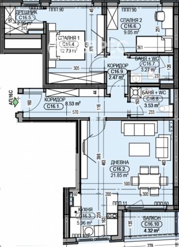 Тристаен апартамент, София, Дианабад, 654447, Снимка 1