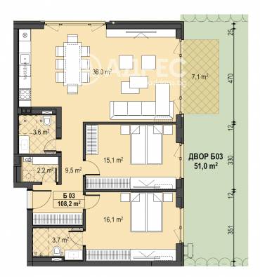 Тристаен апартамент, София, Бояна, 674450, Снимка 1