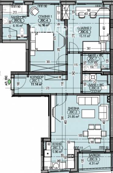 Тристаен апартамент, София, Дианабад, 654451, Снимка 1