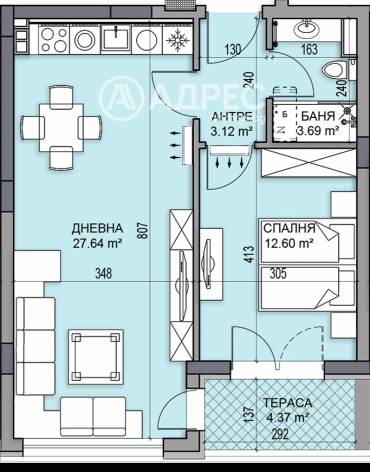Двустаен апартамент, Пловдив, Гагарин, 683452, Снимка 1