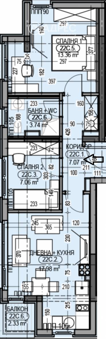 Тристаен апартамент, София, Дианабад, 654454, Снимка 1