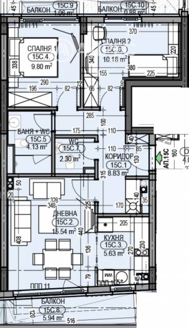 Тристаен апартамент, София, Дианабад, 654455, Снимка 1