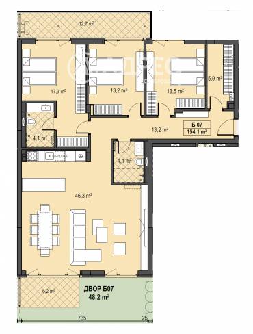 Многостаен апартамент, София, Бояна, 674455, Снимка 1