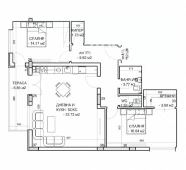 Тристаен апартамент, Пловдив, Младежки хълм, 700460, Снимка 1