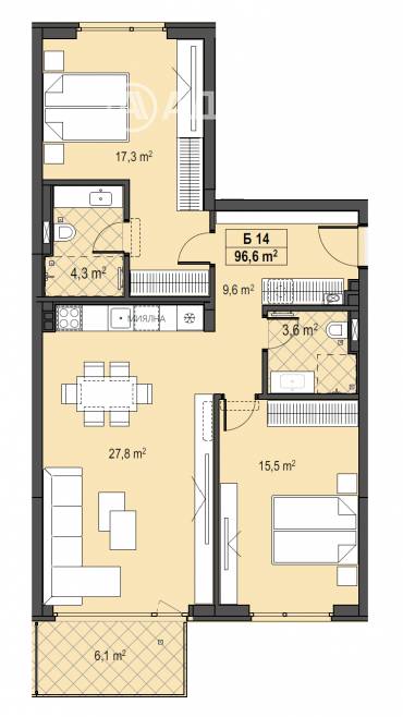 Тристаен апартамент, София, Бояна, 674461, Снимка 1