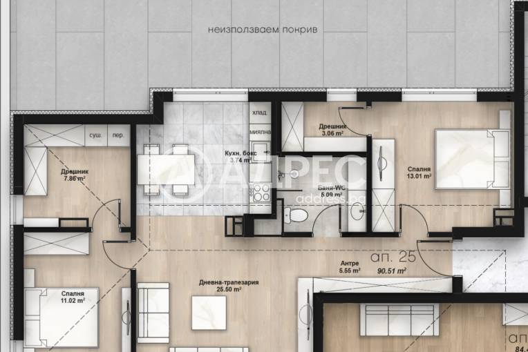 Тристаен апартамент, София, Люлин 2, 687466, Снимка 3