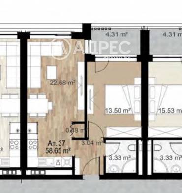 Двустаен апартамент, София, Сердика, 667467, Снимка 1