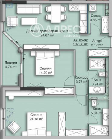 Тристаен апартамент, София, Кръстова вада, 589468, Снимка 1