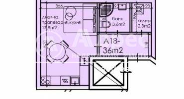Едностаен апартамент, Варна, Колхозен пазар, 597468