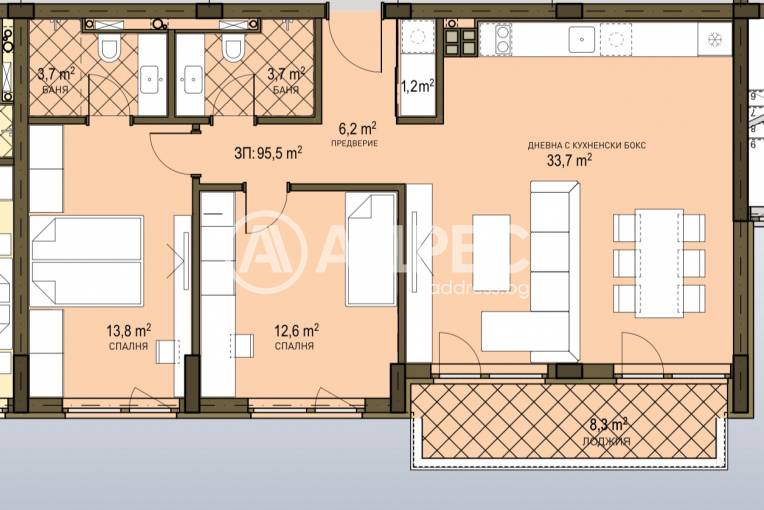 Тристаен апартамент, София, Овча купел 2, 686468, Снимка 2