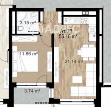 Двустаен апартамент, София, Сердика, 667470, Снимка 1