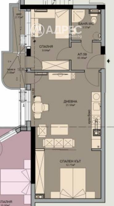 Двустаен апартамент, Бургас, Меден рудник - зона В, 689480, Снимка 1