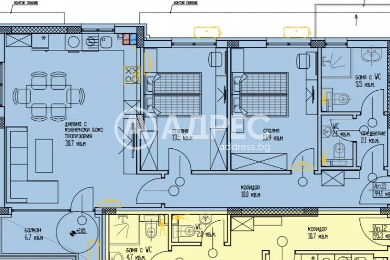 Тристаен апартамент, Варна, м-ст Акчелар, 683481, Снимка 4