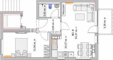 Двустаен апартамент, София, Малинова Долина, 676493, Снимка 1