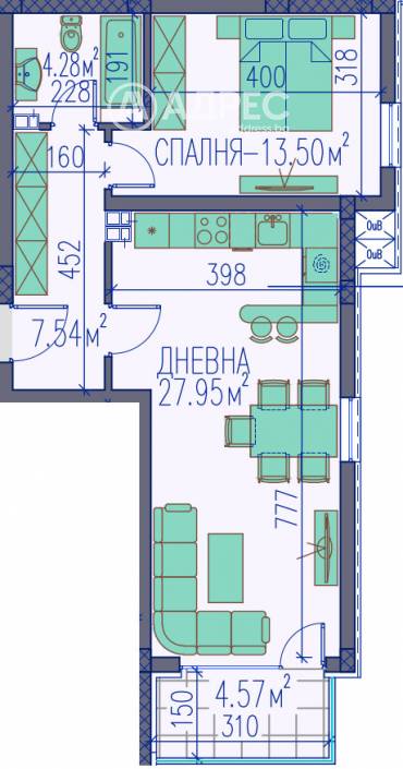 Двустаен апартамент, Пловдив, Тракия, 685500, Снимка 1