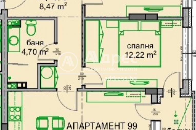 Тристаен апартамент, Бургас, Славейков, 572501, Снимка 1
