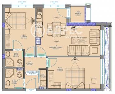 Тристаен апартамент, София, Обеля 2, 684504, Снимка 1