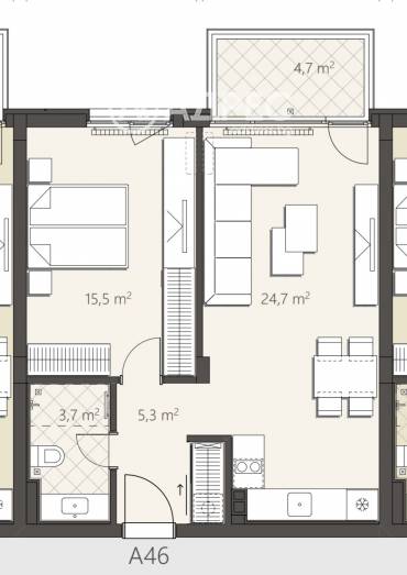 Двустаен апартамент, София, Малинова Долина, 683507, Снимка 2