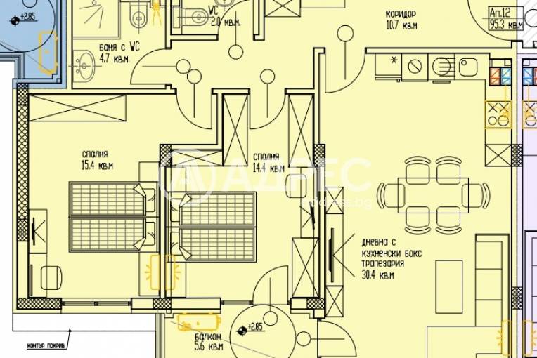 Тристаен апартамент, Варна, м-ст Акчелар, 683513, Снимка 4