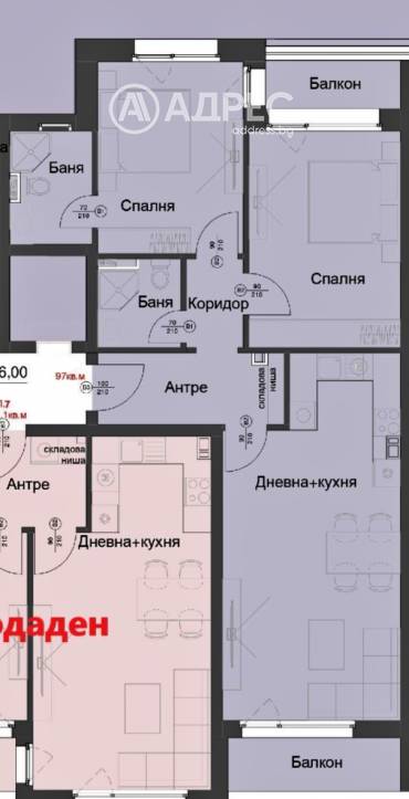 Тристаен апартамент, София, Витоша, 678514, Снимка 1