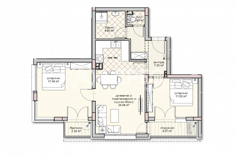 Тристаен апартамент, Варна, Владислав Варненчик, 680517, Снимка 1
