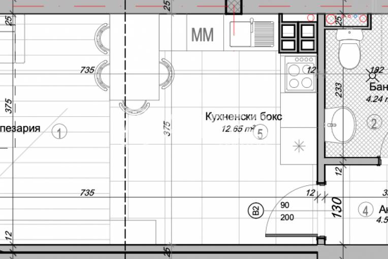 Едностаен апартамент, София, Гео Милев, 678518, Снимка 2