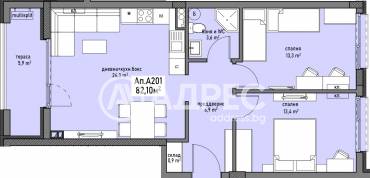 Тристаен апартамент, Бургас, Промишлена зона - Север, 697518, Снимка 1