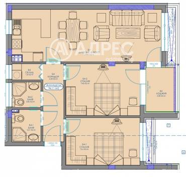 Тристаен апартамент, София, Обеля 2, 684519, Снимка 1