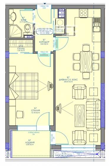 Двустаен апартамент, София, Обеля 2, 684522, Снимка 1