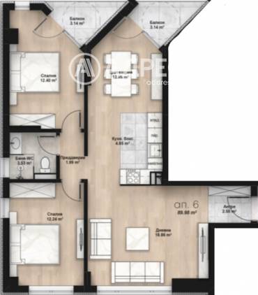 Тристаен апартамент, София, Люлин 2, 648523, Снимка 1